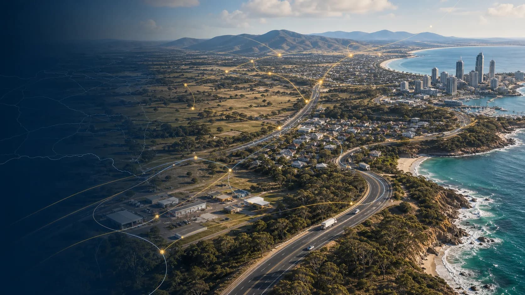 Australian cities, suburbs and regional roads connected by FuelRadar price coverage